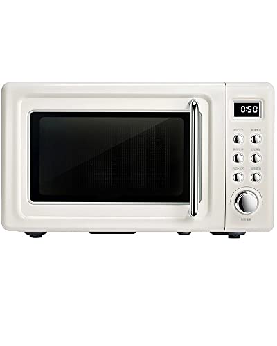 20 L 700 W Digitale Retro-Mikrowelle 9 Kochmenüs, Uhr Und Timer, Kindersicherung, Automatisches Abtauen, Einfache Reinigung, Edelstahl-Küchengeräte, Grün (Weiß)