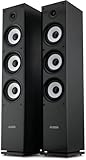 Bennett & Ross Ultrasphere 3-Wege HiFi Standlautsprecher Paar - 200W RMS - 2 x 6,5' Tieftöner - 6,5' Mitteltöner - 1' Hochtöner - Bassreflex-Konstruktion - Maserung in Holzoptik - schwarz