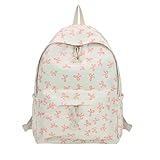 Kletterständer, Rucksack, Riemen, Rucksack, ästhetischer Reise-Tagesrucksack für Damen, Schleife, Schulrucksack, Anime, Rosa, Einheitsgröße