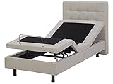 Beliani Polsterbett elektrisch verstellbar beige 90x200 cm mit Fernbedienung Duke