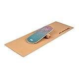 BoarderKING Indoorboard - Balance Board für Indoor-Surfen und Skaten, Gleichgewichtsboard für NeuroMuscular Response Training, inkl. Schutzmatte, 100 mm x 33 cm (∅ x L), blau-rot