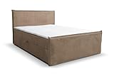 Boxspringbett mit Bettkasten Matratze H2/H3 und Topper Vanessa (Braun, 140 x 200 cm)