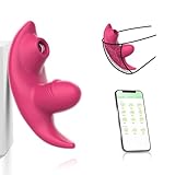 ZWFUN Butterfly Vibrator Vibration für Frauen mit 9 Vibrationsmodi Auflegevibrator Liebeskugeln für die Frau Vibro ei mit Bluetooth APP-Steuerung für unterwegs Sex Toy Sexspielzeug für frauen (Rot-B)