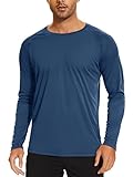 TACVASEN Herren UPF 50+ UV Sonnenschutz Langarmshirt Outdoor Langarm T-Shirt Rashguard, Indigo, L