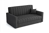 MEBLE-LUX Schlafsofa klein Zanzibar I Sofa 3 Sitzer 153 cm Breit I Sofa mit Schlaffunktion I Schlafsofa mit Bettkasten I Couch mit Schlaffunktion Klein I Grau