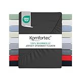 Komfortec Spannbettlaken Jersey 100% Baumwolle – 200x200 cm – 135g/m² – Weich, Atmungsaktiv & Hautfreundlich – Mit Rundumgummi – Oeko-Tex Zertifiziert – Für Boxspring, Topper & Matratzen – Anthrazit