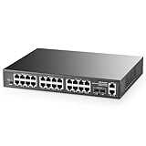 Binardat 28 Port POE Switch, 24 POE+ Ports 100Mbps, 2 Gigabit Uplink, 2 Gigabit SFP, IEEE802.3af/at, 450W High Power, Unmanaged Plug and Play RackMount Ethernet Switch