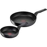 Tefal Hard Titanium Pro Pfannenset, Bratpfannen Ø24/28cm, Extra tief, Induktion, Aluminium, Schwarz