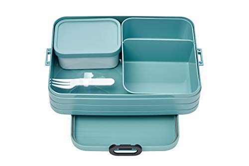 Mepal Bento-Lunchbox Take A Break Nordic Green Large – Brotdose mit Fächern, geeignet für bis zu 8 Butterbrote, TPE/pp/abs, 0 mm
