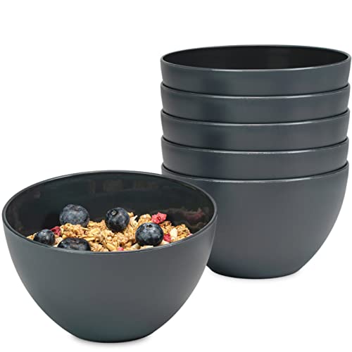 Hausfelder Bowl Müslischalen 6er Set | bruchfest | 750 ml Suppenschalen Dessertschalen | Schüssel Set aus Kunststoff (Anthrazit-Schwarz)