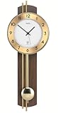 Pendeluhr AMS 5266 / 1 Wanduhr mit Pendel Funk , Holzrückwand Nussbaum furniert , Messingstäbe