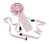 Unold 86644 Handventilator Breezy Fold Pink - Rosa, 3 Geschwindigkeitsstufen, zum Aufstellen oder Umhängen, bis 10 Std. Akkulaufzeit, USB-Ladekabel,Klappwinkel ca. 180°, mit Umhängeband