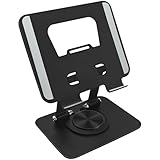 Xpieoyrm Tablet Ständer Verstellbar, iPad Ständer 360 Grad Drehbar, Metall Faltbarer Tisch Halterung, Portable Monitor Ständer Tablet Halter, Kompatibel mit Mobilen Geräten iPad Pro/Air/Mini