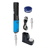 HEBEOT USB-Lötkolben mit Digitalanzeige, kabelloser USB-Lötkolben mit High-Definition-LED-Anzeige und 1500 mAh Akku, 25 x 15 x 6 cm (Blau + E10)