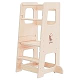 Kywai Montessori Lernturm ab 1 Jahr – 2-in-1 Learning Tower & Tisch – Lernturm ab 2 Jahre, höhenverstellbar, sicheres & stabiles Design aus Holz für Küche & Bad