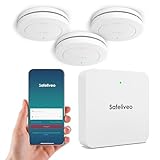 Safeliveo Rauchmelder 10 Jahre Batterie Vernetzt Smart Feuermelder WLAN 3er Set mit Basisstation, Brandmelder mit 85dB Hörbarer Alarm