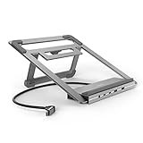 Hama USB C Hub Docking Station mit Laptop-Ständer 12 Ports (4X USB A, 2X HDMI, 3X USB-C, 1x DisplayPort, 1x LAN/Ethernet, 1x 3,5mm Klinke, USBC Hub 12in1 Notebook Stand für Büro oder Home Office)