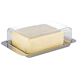 APS 63 Kühlschrank-Butterdose – hochwertiger Edelstahl Butter Behälter Made in Germany – langlebig und Nicht rostend 16 x 9,5 x 5,5cm, Nicht spülmaschinenfest