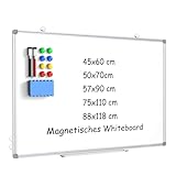 DOLLAR BOSS Magnetisches Whiteboard, 45 x 60cm magnettafel Magnetpinnwand mit 2 Whiteboard Stifte, 8 Magnete and 1 White board Radiergummi, für Schule & Haus und Büro