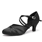 VCIXXVCE Damen Satin Gesellschaftstanzschuhe Geschlossener Latein Salsa Tango Moderne Standard Tanzschuhe, 41 EU