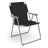 Piccolo Campingstuhl - schwarz - klassischer Gartenstuhl zum Zusammenklappen - Camping Garten Angel Stand Falt Klapp Stuhl