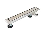 Balneo Duschrinne Komplettset 70 cm Duschabfluss Beidseitig Bodenablauf Dusche - Entwässerungsrinne Duschablauf Flach Haarsieb - Side Drain 2in1 Abflusssieb Dusche Geruchsverschluss