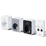 TESSAN Funksteckdosen mit Fernbedienung, 3 Set Steckdose mit Fernbedienung, 3600W Steckdose, 30,5M Steckdosen, Funksteckdosen Stecker, Weiß Grau Schwarz