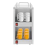Gastro Edelstahl Tellerwärmer Tassenwärmer Elektrisch 2 Fächer Konstante Wärme Getrennt Regelbar Isolierung Temperatur 75℃ Tellerwärmer Wärmeschrank 25x32x55.5cm