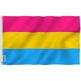 Anley Fly Breeze 3x5 Fuß Pansexual Pride Flag - Lebendige Farbe und UV-beständig - Canvas Header und doppelt genäht - Omnisexuelle LGBT Flags Polyester mit Messingösen 3 x 5 Ft