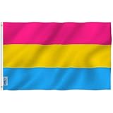 Anley Fly Breeze 3x5 Fuß Pansexual Pride Flag - Lebendige Farbe und UV-beständig - Canvas Header und doppelt genäht - Omnisexuelle LGBT Flags Polyester mit Messingösen 3 x 5 Ft