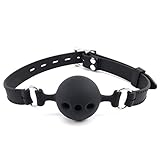 Silikon Bondage Ball knebel mit Atemlöchern, BDSM Spielzeug Sex Knebel für Bondage Fesseln (Schwarz, S (Ø3,5cm))
