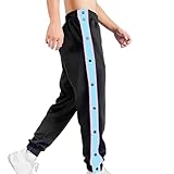 SAUTRV Herren-Basketball-Hose: Sportliche Jogginghose, hoher, geteilter Druckknopf, lockere Jogginghose mit Taschen, gestreifter Druck, schmale Passform, weites Bein, legere Jogginghose, himmelblau,