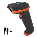 Tera Kabelloser Handheld-Barcode-Scanner 1D Laser Wireless und USB-Wired mit Akkustandsanzeige, Extra Großem Akku 2000mAh und Ergonomischem Design, Patent-Nr.: EU008489413, Upgrade-Modell 5100,Orange