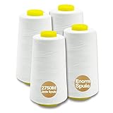 NäHgarn Overlockgarn 100% Polyester Weiß NäHgarn Set FüR NäHgarn Faden Garn NäHmaschine 4 NäHgarn Zwirn ReißFest NäHmaschinengarn Thread NäHfaden Overlock Garn 40/2 Je 2745 M, Insgesamt 11000m