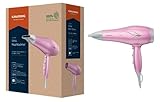 GRUNDIG HD 6280 Haartrockner 2200 W, Föhn, Ionen Funktion, 3 Temperatur- und 2 Luftstromstufen, Kaltstufe, Keramikbeschichtung, mit Pink Lotusöl, 1,8 m Kabel, Rose/Silber