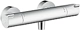 hansgrohe Ecostat - Duschthermostat Aufputz, Duscharmatur mit Sicherheitssperre (SafetyStop) bei 40° C, rundes Thermostat für die Dusche, Mischbatterie für 1 Verbraucher, Chrom