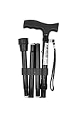 PEPE Mobility - Gehstock Klappbar Herren, Spazierstock Damen Höhenverstellbar, Senioren Aluminium, Faltbarer (Schwarz)