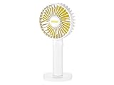 Unold 86620 Breezy II White - Handventilator Weiß, tragbarer Mini Ventilator, Standfuß, Akku bis 8 Std, inkl. USB- Ladekabel