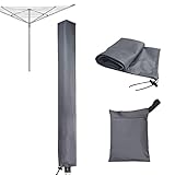 Wäschespinne Abdeckung Wasserdicht mit Reißverschluss, 16x16x180cm Wäschespinne Abdeckung Rotary Wäschetrockner Schutzhülle für Wäschespinne Winddicht Wäscheleinen Oxford Stoff, Grau