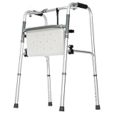 QiaoRong Gehhilfe für Senioren mit Sitz Gehhilfen Senioren Gehbock Leichtgewicht für Senioren und Erwachsene, Aluminiumlegierung, Höhenverstellbar, Faltbar