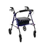 DMEone - Rollator Standard - blau - faltbar und leicht mit Sitz - Aluminiumgestell - Nylontasche