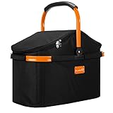 ALUBOX Einkaufskorb 25 Liter Black Edition Isolierkorb Picknick Kühlkorb - Polyester schwarz, Rahmen Aluminium orange