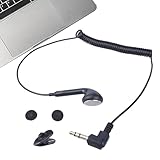 Spring Wire Single-Sided Earphone – Coiled Cable Mono Earpiece, Over-Ear Clip Design | 3.5mm Mono Earbud Single Ear Headphones, Lightweight Ear Headset, Walkie Talkie Audio Receiver, Security Gear