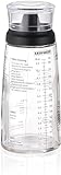 Leifheit Dressing Shaker, hochwertige Glasflasche mit verschiedenen Rezepten für Salatdressings, Messbecher mit tropffreien Ausguss, spülmaschinengeeigneter Dressingbehälter