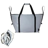 SXKJQER Insulated Fish Bag Cooler Flat Bottom Isolierter Fischbeutel, Fischtransportbehälter Fischkühler Mit Großer Kapazität,Wiederverwendbare Angelausrüstung, Atmungsaktiv(Grey,80x30x45cm)