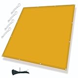 Sonnenschutz Netz,Sonnenschutz Garten mit Seil,Sonnensegel Wasserdicht mit ösen,Quadrat PES Polyester Sonnenschutzfür überdachung Balkon Terrasse Schwimmbad Mango Gelb 3x6m