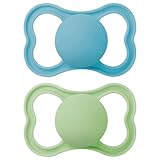 MAM Schnuller für Babys ab 6 Monaten (2 Stück) mit sterilisierbarem Reiseetui, blau (Designs können variieren)