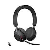 Jabra Evolve2 65 Wireless PC Headset – Noise Cancelling UC Zertifizierte Stereo Kopfhörer mit langer Akkulaufzeit – USB-A Bluetooth Adapter – Schwarz