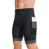 WMDMJT Fahrradhose Herren 4D Polsterung, MTB Radhose Herren, Radunterhose mit Handy-Taschen, Atmungsaktiv und Stoßdämpfend,Grey-M
