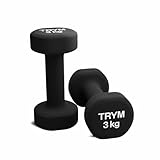 Trym Kurzhanteln - 2er Set, 1-5 kg Gewichte, Vinyl, Gusseisen, Rutschfest, Schwarz - Hantelset, Hanteln, Kurzhantel-Set für Aerobic, Pilates, Gymnastik, Fitness, Gym, Krafttraining (e) 2x3 kg)